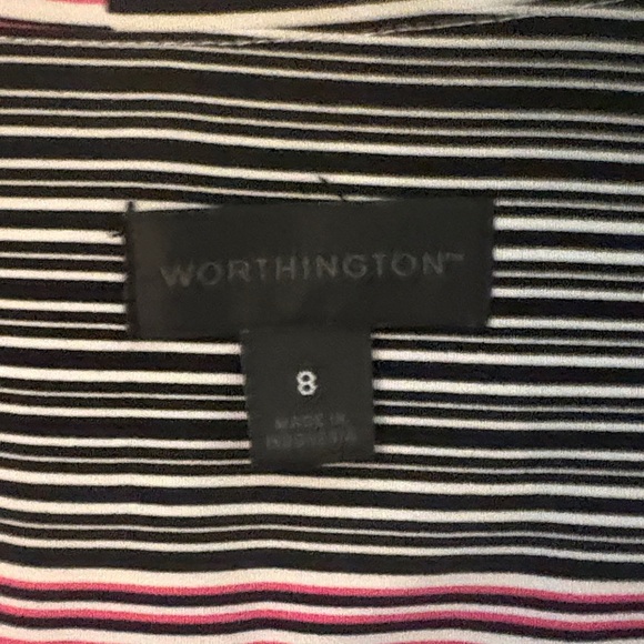 Worthington A-Line Skirt with Pink and Black Stripes - Picture 2 of 12